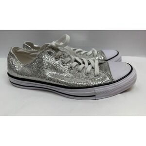 Converse Chuck Taylor All Star Ox Low Top Sneakers Silver Glitter Size 11 womens